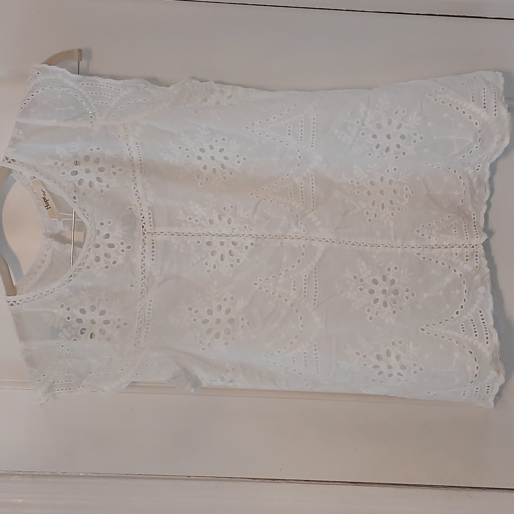 White embroidered hope horizon blouse